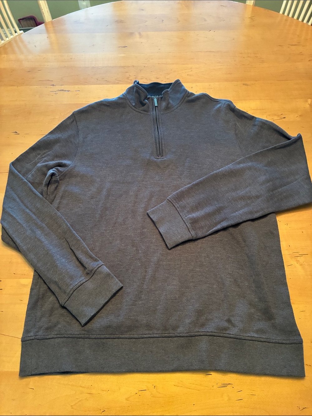 VAN HEUSEN EUC Men's Quarter-Zip Pullover Long-Sleeve Sweater, Charcoal Size XL.